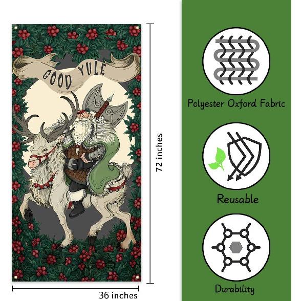 Yule Banner Pagan Hanging Sign Winter Solstice Krampus Goat Decor Yule Decorations for Home Party