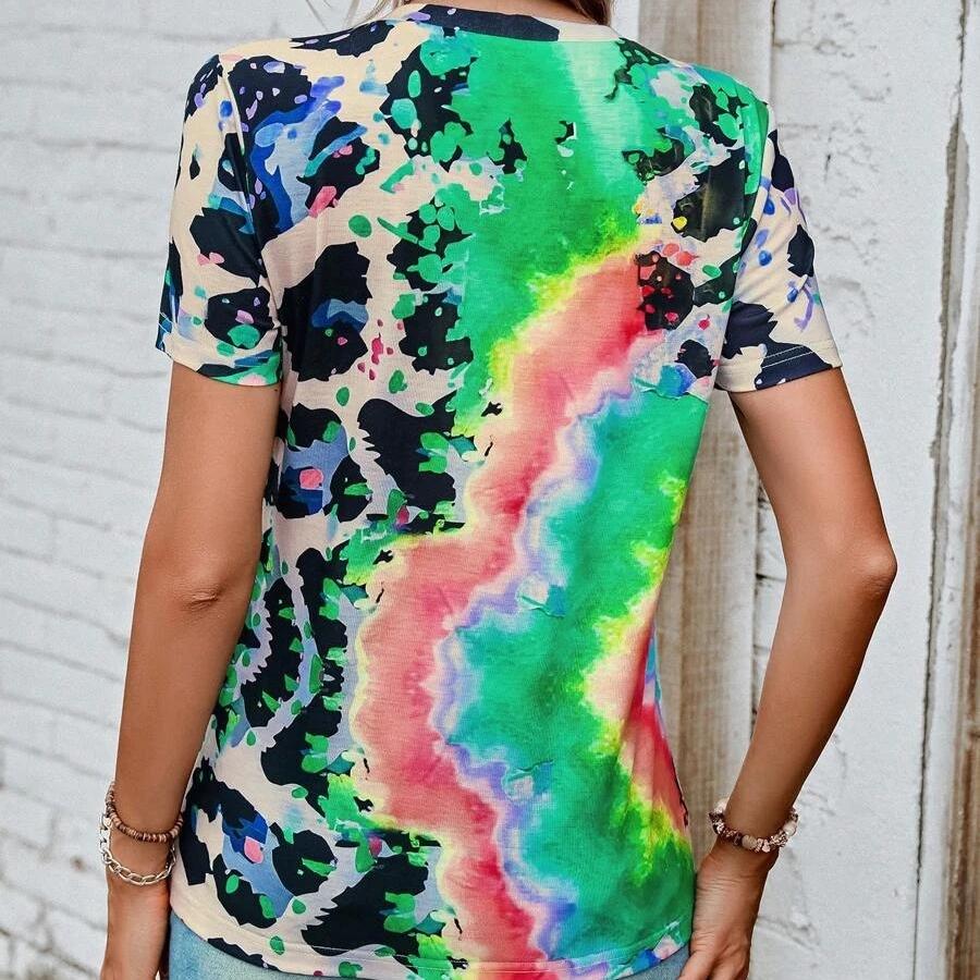 DAFIFY Женская мода лето весна повседневные блузки и рубашки с коротким рукавом и круглым вырезом