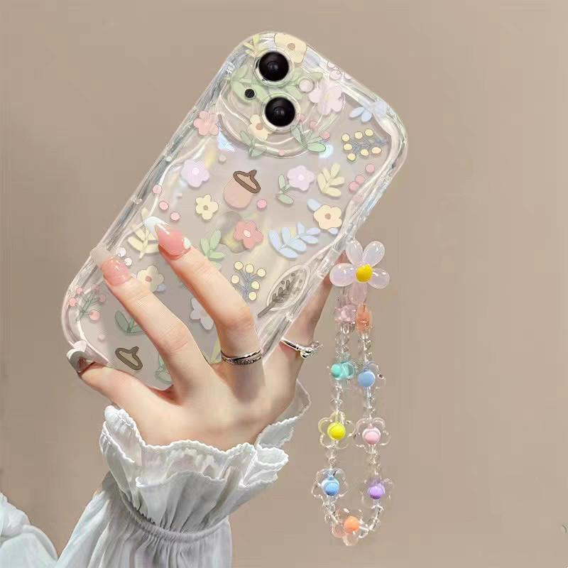 3D Чехол для телефона с жемчужной цепочкой и цветами для Xiaomi Redmi Note 12 4G Note 14 13 Pro Plus 5G 11 10 11S 12S 14C 13C 12C 9C 10C 9A 9 A1 A2