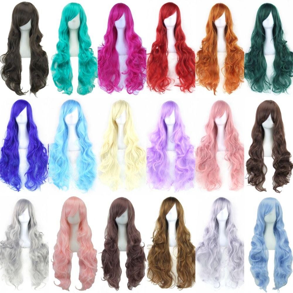 80cm Halloween Cosplay Wigs Heat Resistance Anime Curly Hairpiece Long Synthetic Hair  Costume
