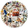 50 Pictures Ins Retro Style Various Hand-painted Furniture Stickers DIY Creative Hand Account Diary Decorative Stickers