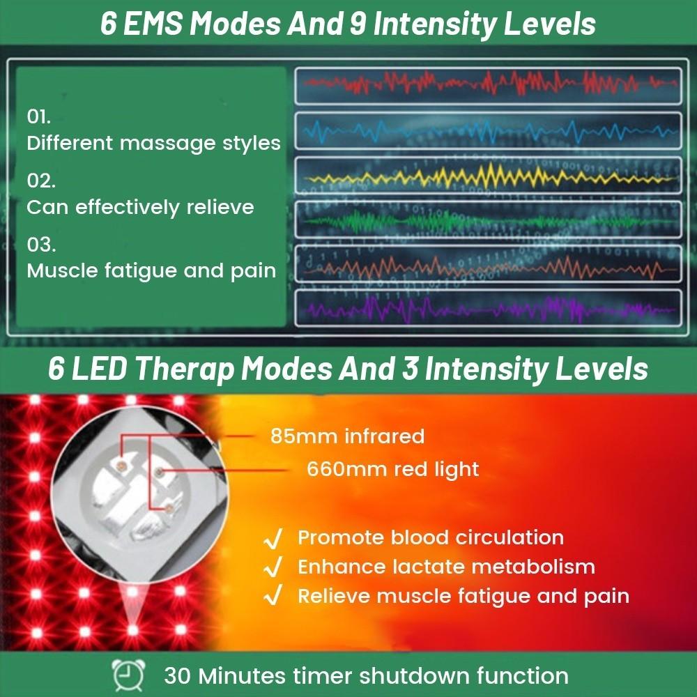12 В Инфракрасный Красный Свет Терапевтическое Устройство Светодиодный Свет И EMS Двойного Действия Пояс Для Терапии Шеи Нагревающий Подушка для Облегчения Боли в Шее и Плечах