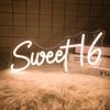 Неоновая вывеска "Sweet 16" 16 дюймов, питание от USB с диммером, вывеска для вечеринки в честь 16-летия, принадлежности для вечеринки Sweet Sixteen, украшения "С Днем Рождения 16 лет"