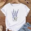 (Asian Size) Women Print Tee Top Fashion T Shirt Woman Female T Flower Watercolor Trend 90s  Clothing Short Sleeve Graphic T-shirts