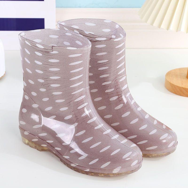 Women's rain shoes medium tube water shoes children's fleece warm waterproof non-slip half tube rain boots women's rain boots