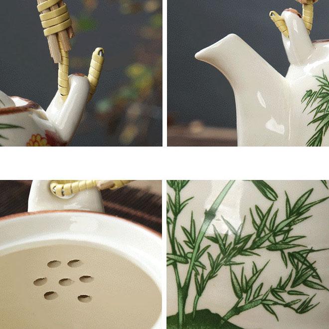 1 чайник, 6 чашек, большой чайник, поднос для чая, керамический сине-белый фарфоровый горшок с кунг-фу, простой бытовой чайный сервиз