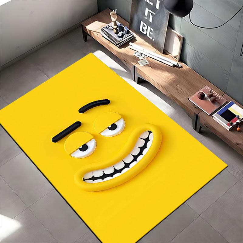 Funny Yellow Smiley Face Carpet suitable as a non-slip mat for the living room or bedroom sofa