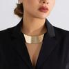 Exaggerated Choker Necklace Plated Golden Wide Collar NeckChain  Jewelry Accessories