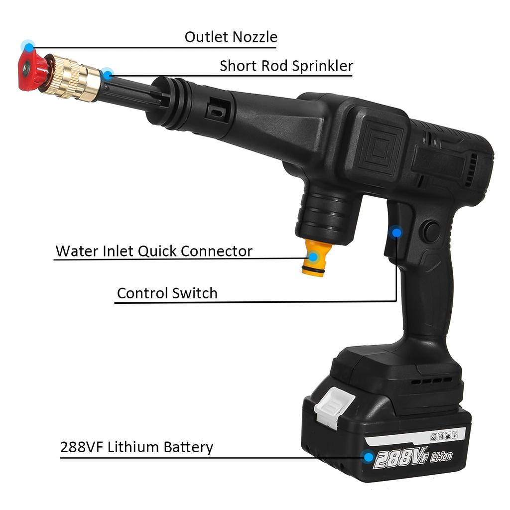 50 бар 1500 Вт 288 ВФ Автомобильное зарядное устройство Электрический пистолет-мойка Пенный пистолет для 18 В аккумулятора Аккумуляторная мойка высокого давления