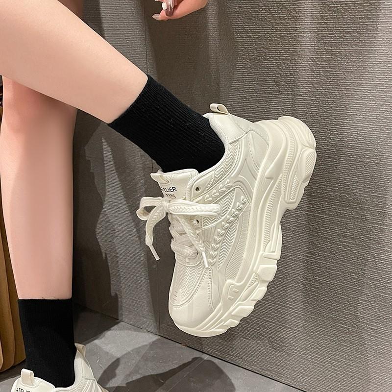 Thick-soled Heightening Dad Shoes Women's Ins Tide Spring 2025 New Fashion Versatile High-end Casual Sports Shoes