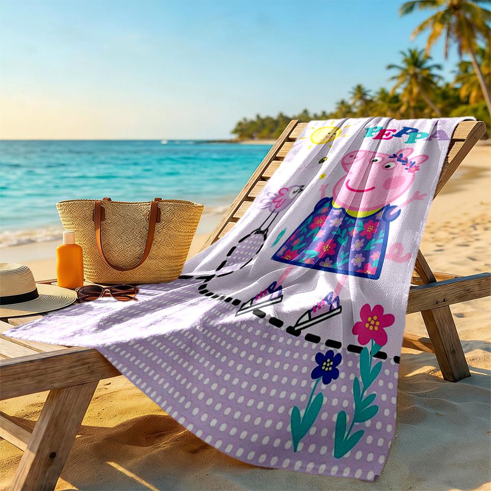 Peppa Pig S Garden Day Beach Towel Soft Durable Quick-Dry Comfortable Lightweight Portable for Swimming,Beach,Camping, Travel, Beach Accessories,Gym