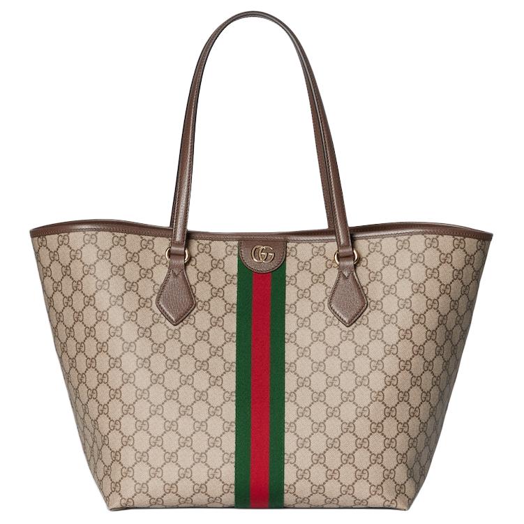 Gucci Сумка-тоут Ophidia Classic с двойным логотипом G из канваса Женские сумки-тоут Бежевый Темно-коричневый 836829-FAE0J-9867