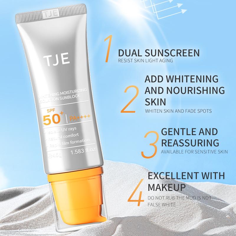 TJE Отбеливающий солнцезащитный крем SPF50+PA++++ Защита от УФ-излучения, Защита от солнца, Защита от воды и пота Освежающий эффект на все тело