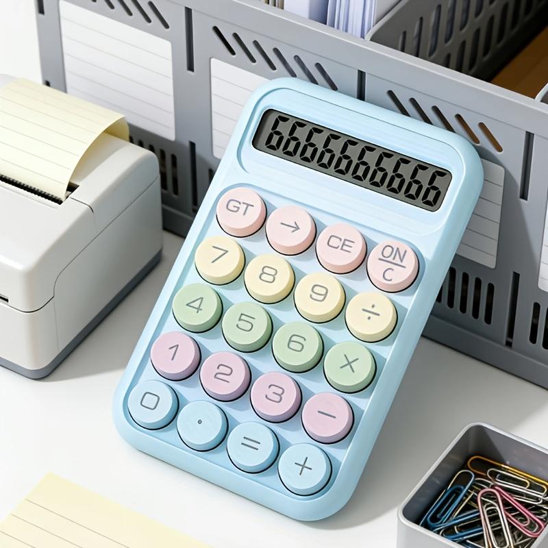 1pcs Colorful Desktop Office Calculator - Mechanical Keyboard/12-Digit Display Screen/LED Large Screen Display/Dopamine Color Design/Reusable