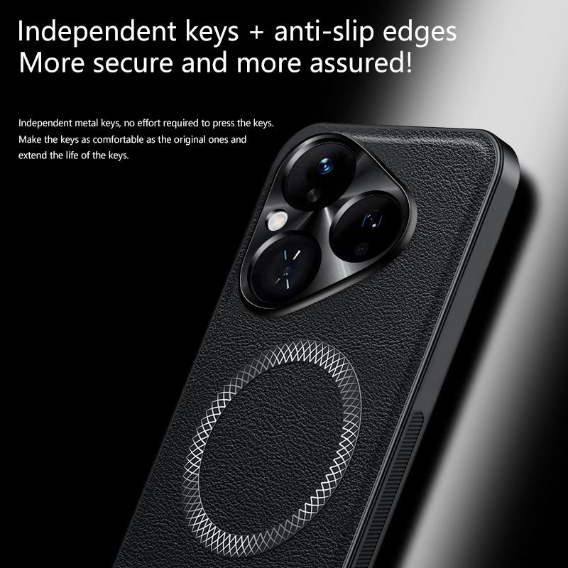 Роскошный чехол из искусственной кожи для телефона Huawei Pura 80 70 Ultra Pro Pro+ Magsafe Магнитное металлическое кольцо Защита объектива Противоударный чехол