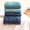 Lightweight Soft Cozy Throw Blanket with Tassels Teal Decorative Throws for Modern Farmhouse Living Room Bedroom Throw for Gifts
