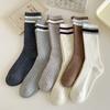 1 Pair New Socks Women Autumn and Winter Cotton Knitted Elastic Long Socks Japanese Fashion Striped Harajuku Retro Streetwear Crew Sock