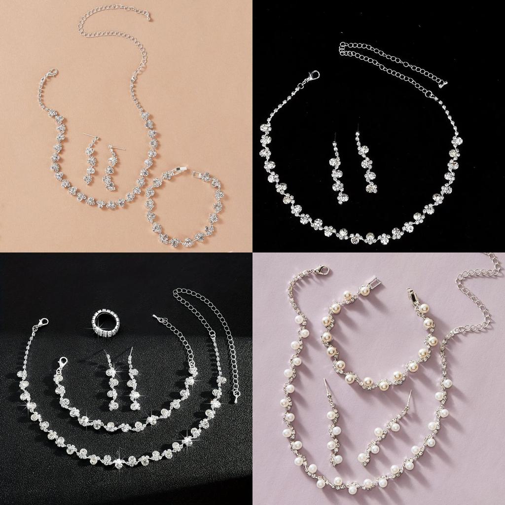 Fashion Bridal Jewelry Set With Waterdrop Crystal Necklaces And Earrings For Women