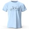 Minimalist Line Art Cat Print 100% Cotton T-Shirt, Soft & Breathable Round Neck Short Sleeve Tee, Unisex Simple & Stylish