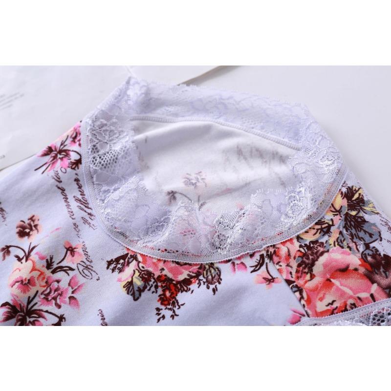 Нижнее белье из хлопка со средней талией, эластичные, дышащие, с принтом, кружевные трусики с треугольными чашечками