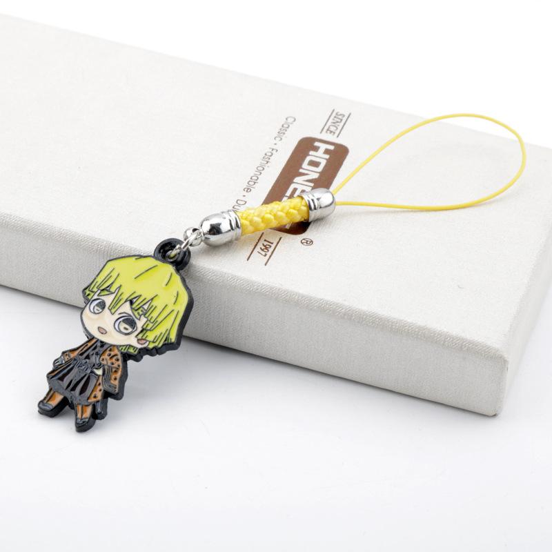 s 1 Piece Metal Anime Demon Slayer Mobile Phone Charm Cartoon Keychains Lanyard Bag Decoration Strap