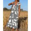 Summer Ladies A Line Dress With Geometric Print And V Neck For Casual Wear