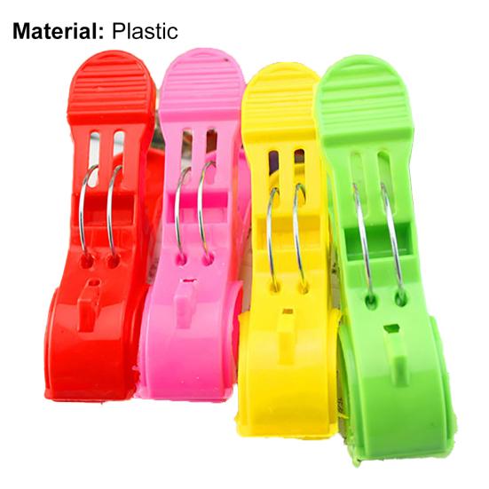 4 Pcs Plastic Bright Color Large Towel Pegs Clips Quilt Clothes Drying Tool Clip