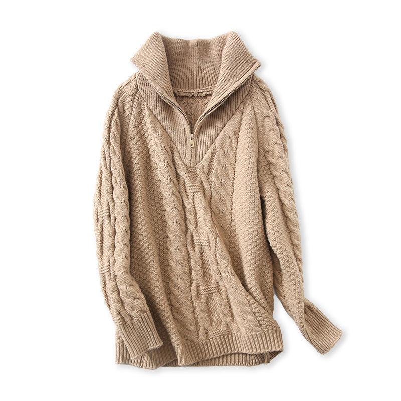Winter Zipper Thickened Turtleneck Sweater Women Wear Loose Korean Slouchy Fashion Versatile Knitwear
