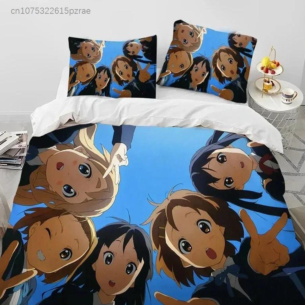 K-ON Мультфильм Милые Лолита Каваи Девушки Комплект Постельного Белья С Наволочкой Пододеяльник Мягкий Размер Queen King Постельное Белье Дом
