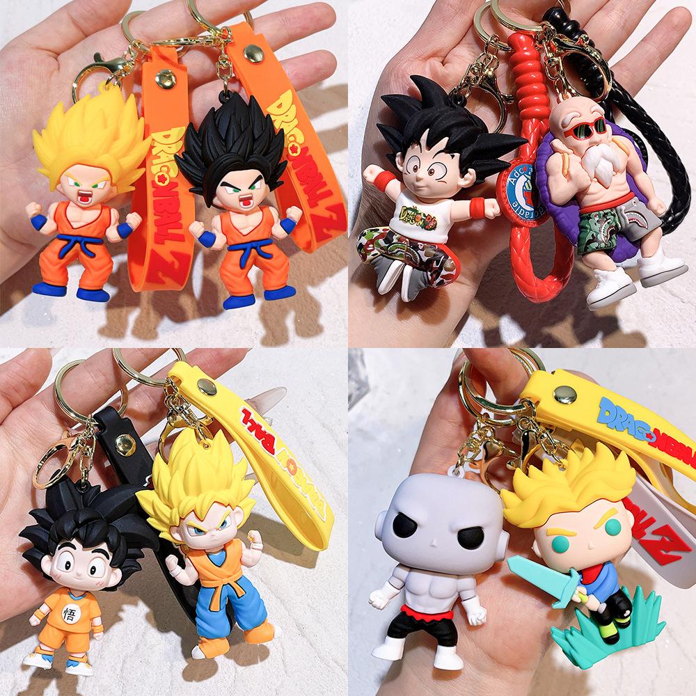 Anime Keychain PVC Cartoon Cartoon Figure Trunks Son Goku Piccolo Buu Vegeta Figures Key Chain Keyring Bag Decor
