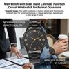 Men Watch with Steel Band Calendar Function Casual Wristwatch for Formal Occasions