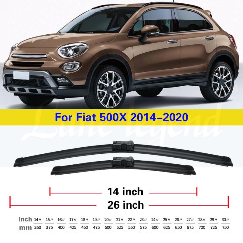 Дворники для Fiat 500X 2014-2020 Передние щетки стеклоочистителя Мягкая резина Стеклоочистители Автомобильные 26"+14" 650мм + 350мм