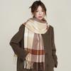 Designer Cashmere Fashion Plaid Fringed Scarf Japanese Women'S Atmosphere Elegant Temperament Shawl Scarf