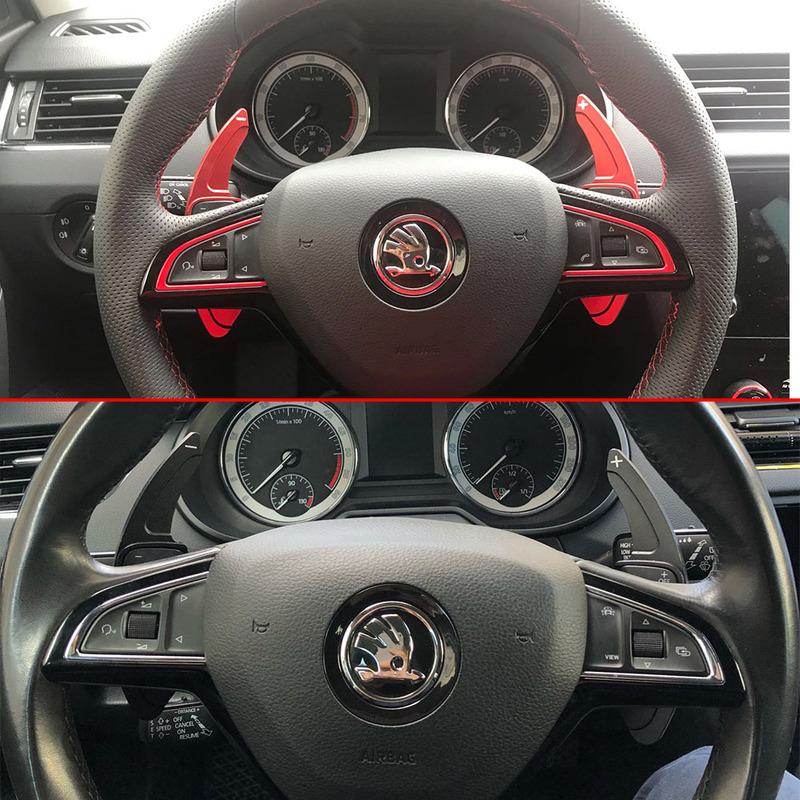 Автомобильные подрулевые лепестки для Skoda Octavia VRS MK3 Fabia RS Superb Scout 2013- Удлинители рулевого колеса Лепестки переключения передач DSG Наклейки