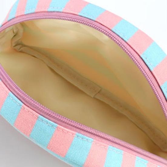 Косметичка в полоску из ракушки, холщовая, дорожная, органайзер для макияжа, портативная, милая косметичка с помпонами для женщин и девочек.