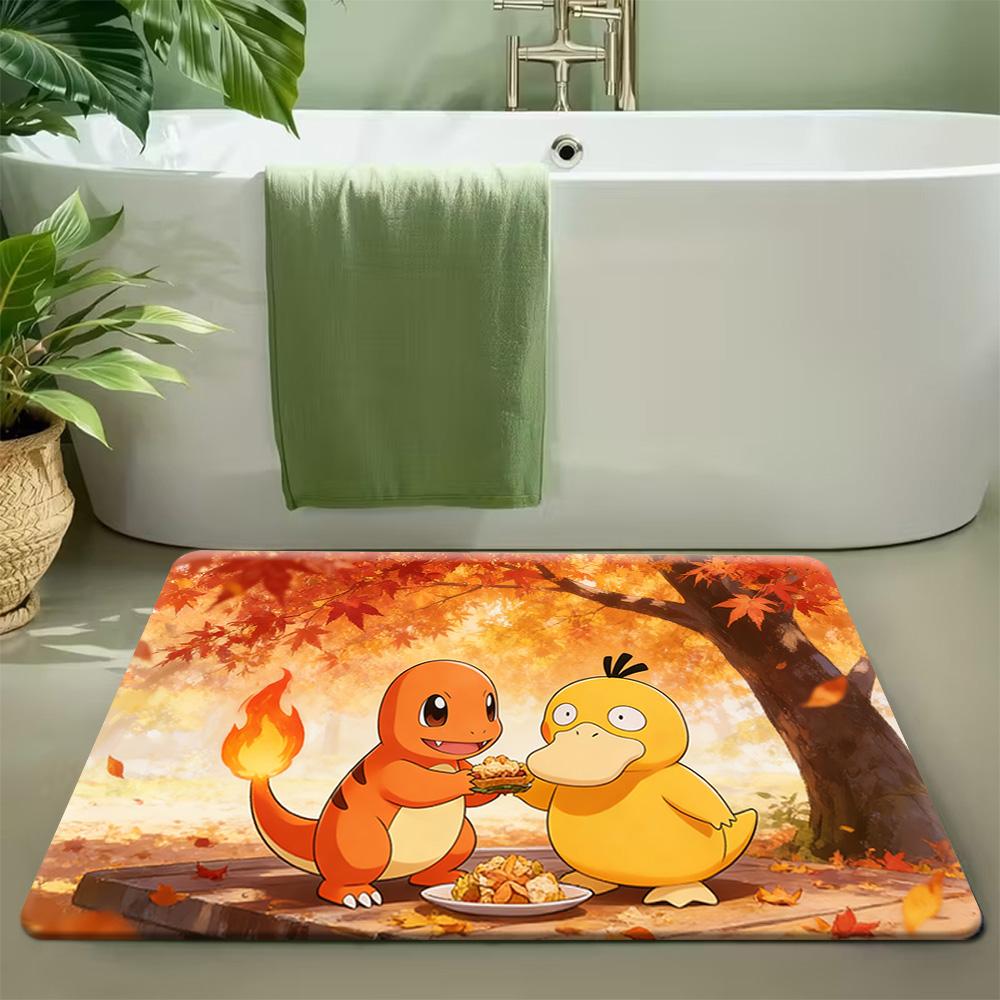 Pokemon Cute Electric Type Characters Print Non-slip Doormat, Soft Absorbent Floor Rug for Home Decor