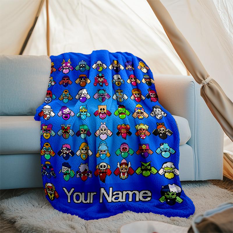 Personalized Custom Name Blanket - Brawl Stars Print Design,Blanket for Sofa,Bed,Travel,Camping - Soft and Warm, Great Gift