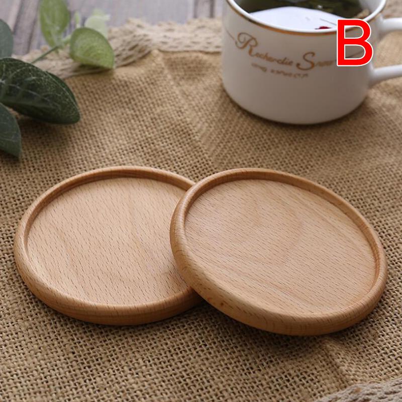 Natural Beech Wooden Coaster Drink Mat Cup Pad Round Square Heat Resistant Pad
