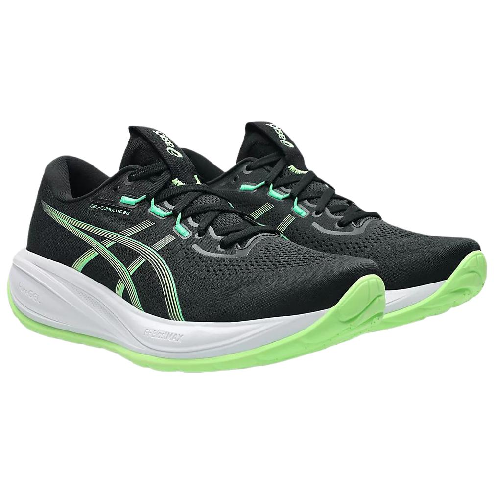 Asics GEL CUMULUS 28 Устойчивые к истиранию Повседневные беговые кроссовки Мужские Черный Зеленый 1011C143-001