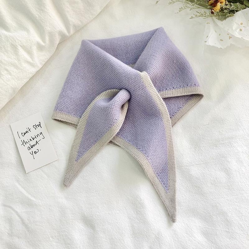 British Korean Style Niche Fashion Knitted Triangular Scarf Women Headscarf Knitted Scarf Multi-functional Warm Knitted Scarf