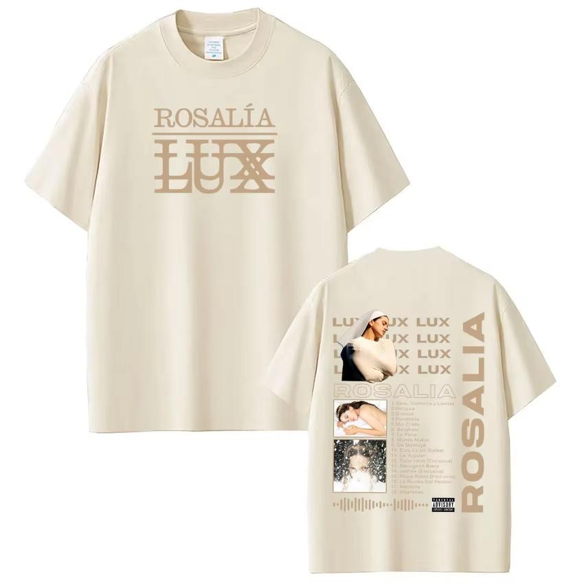 Singer ROSALÍA Lux Album 2026 Tour Tees Men Women Fashion T Shirt Shortsleeved top Aesthetic Trend Cotton Tshirts Streetwear