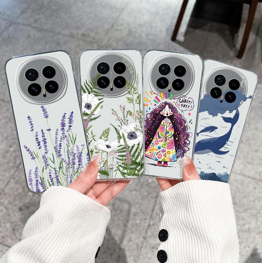 Для Huawei Honor Magic8 7 6 5 Pro Nova 12 Ultra 12i Чехол для телефона Красивый цветочный узор Прозрачный силиконовый Полностью защитный чехол Для корпуса Huawei