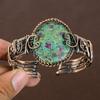 Ruby Zoisite Lab-Created Handmade Copper Wire Wrap Bangle Adjustable Y2z75