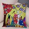 Colorful Cartoon House Pillowcase Retro Country Colors Urban Sofa Cushion Cover Home Car Decoration