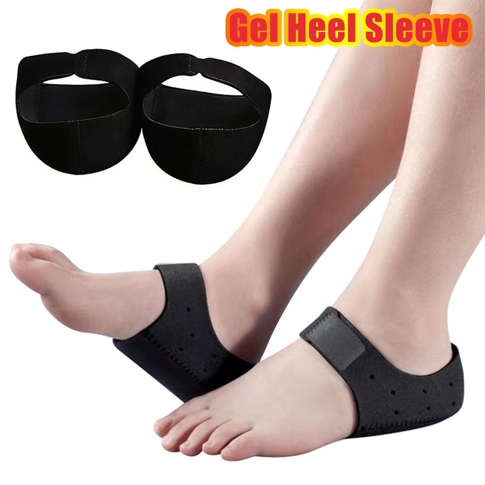 Neoprene Silicone Gel Heel Sleeve Protector Adjustable Hook and Loop Shock Absorbing Heel Cushion Achilles Tendon Support Brace