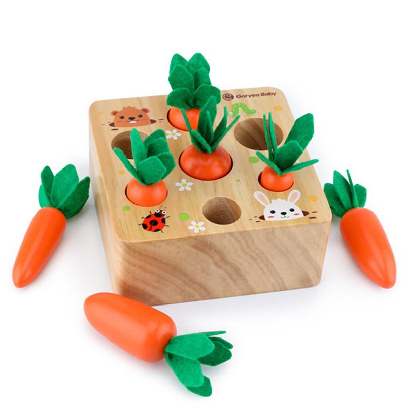 Детские игрушки Монтессори, набор деревянных блоков, тянущая морковку, способность Alpinia, форма, соответствующий размеру, познавательная развивающая игрушка, подарок для ребенка