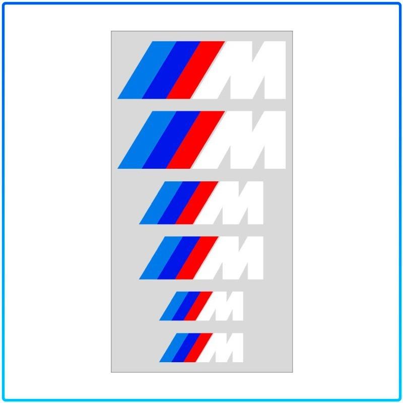 Для BMW M Performance 1 3 5 7 Серии M3 M4 M5 M6 X1 X3 X5 X6 X7 E30 E34 E36 6 шт./комплект 3D Стикеры на суппорты спортивных автомобилей Декоративная наклейка на ступицу колеса автомобиля