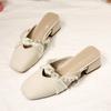 Fashion Women's Fashion Baotou Thick Heel Sandals Spring New Square Head Shallow Mouth Beads A Slip-on Soft Sole Slippers