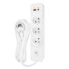 SELDUR G3FH12B Power Strip, 3 Type E Sockets + Switch, USB A+C Fast Charging 20W, White, 1.5m Cable