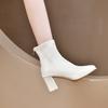 Autumn and Winter Chunky Heel Short Boots Female Padded White Skinny Boots High Heel Korean Small Ankle Boots
